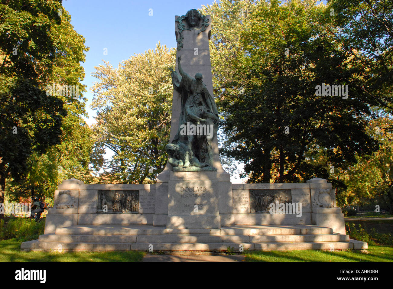 Dollard des Ormeaux Statue War memorial in Lafontaine park Montreal