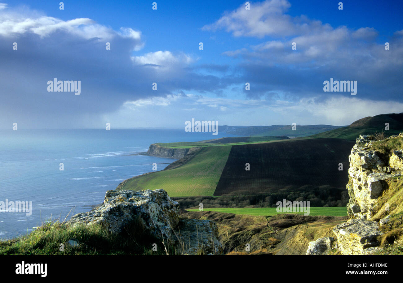 Westerly view towards South Gwyle and Swyre Head, Purbeck, Dorset Stock Photo