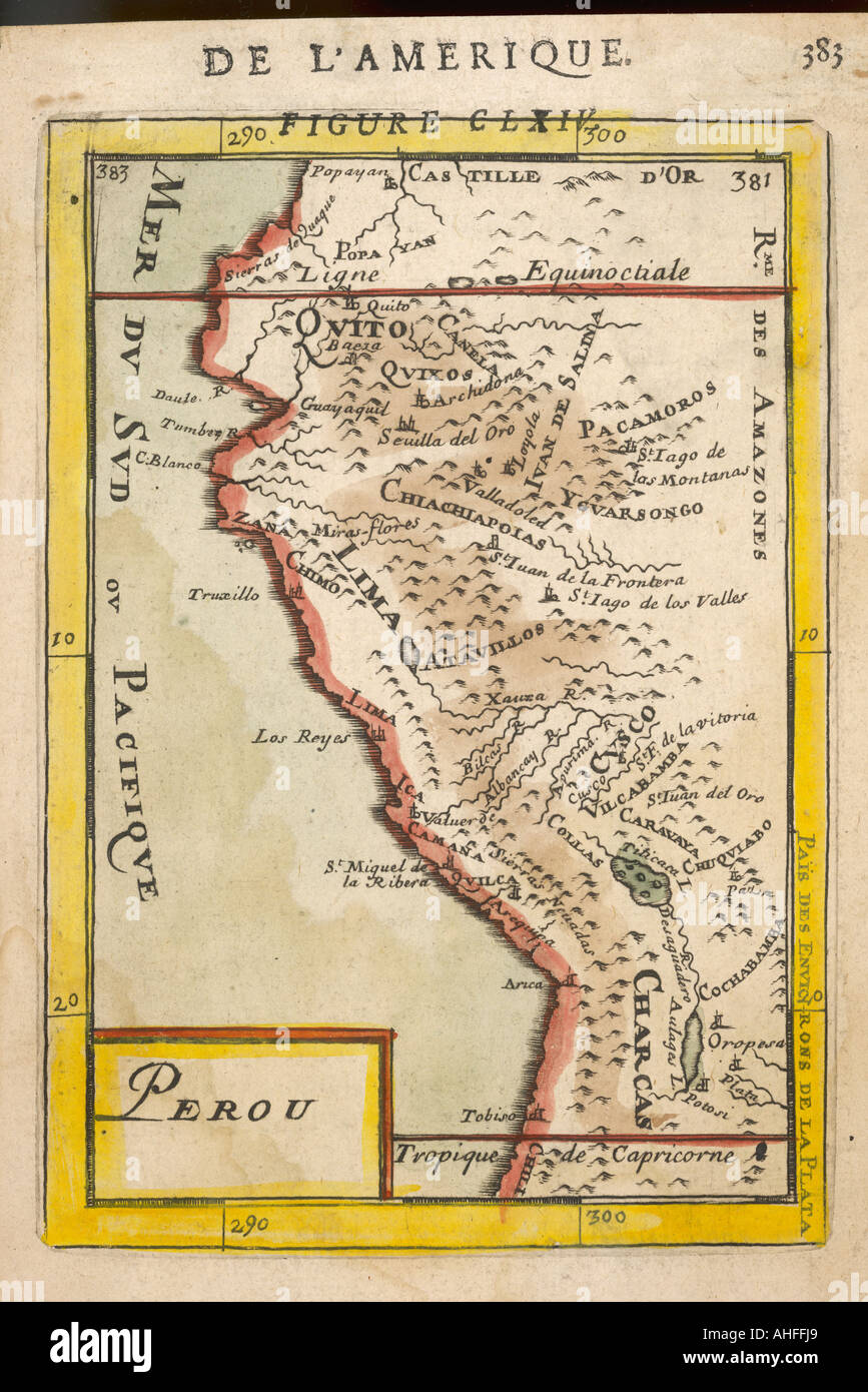 Map Of Peru 1683 Mallet Stock Photo