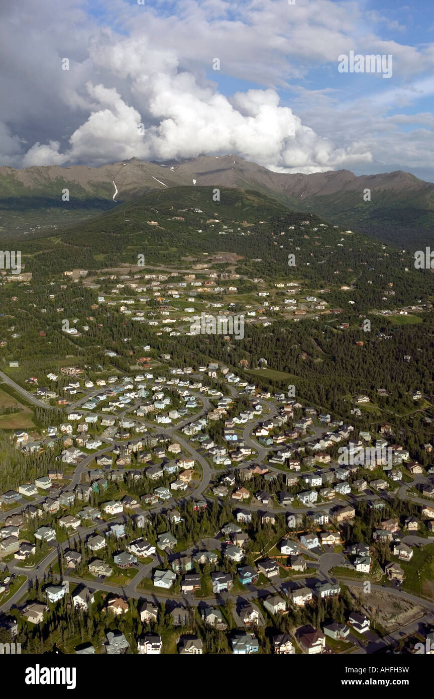 Aerial residential development south anchorage hires stock photography