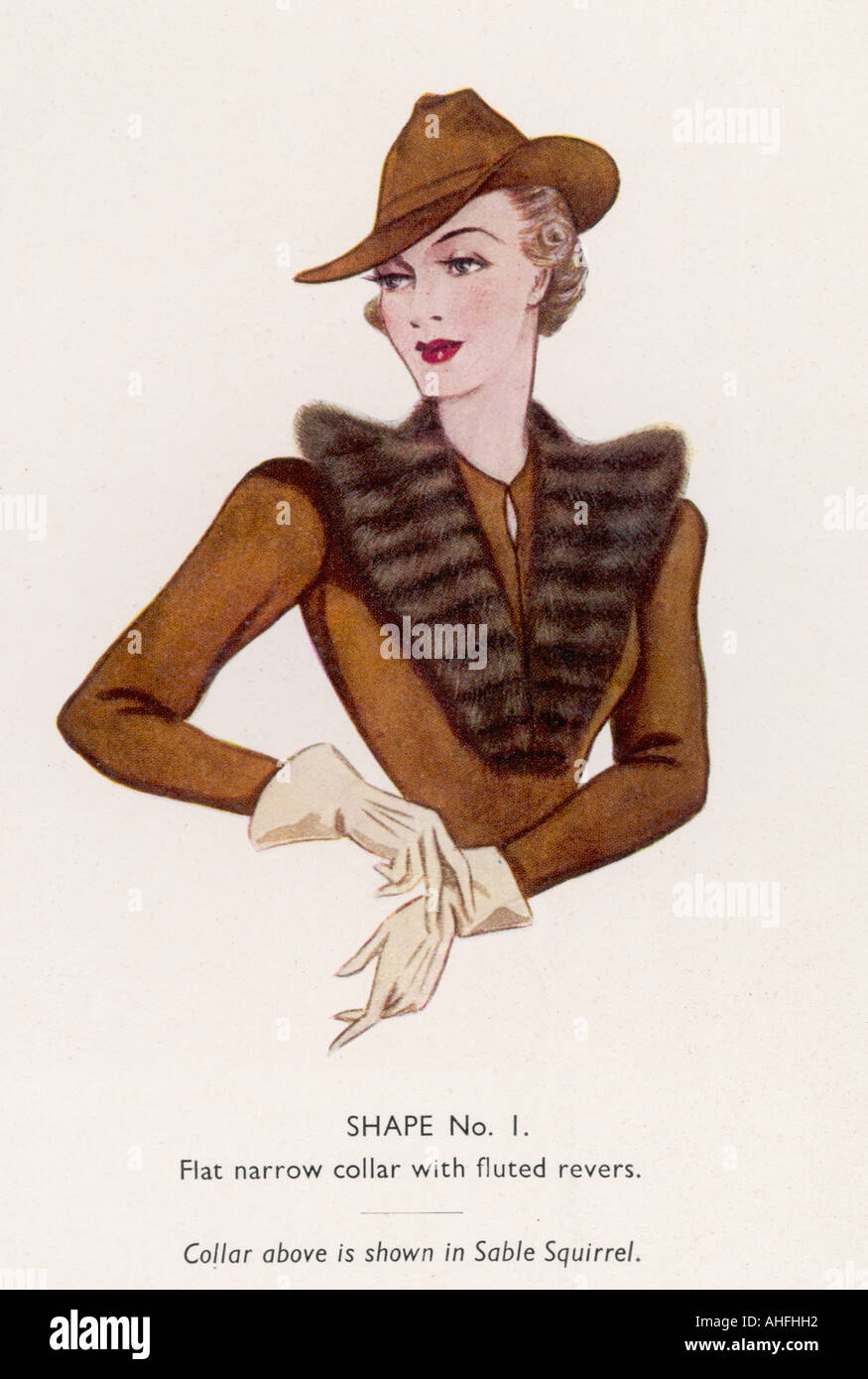 Fur Collar 1938 Stock Photo