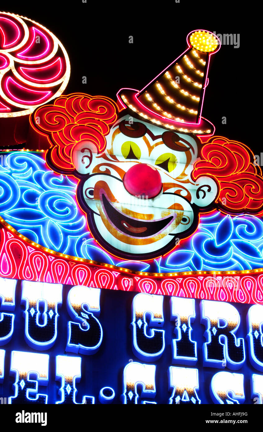 Circus Circus neon clown sign Las Vegas Stock Photo