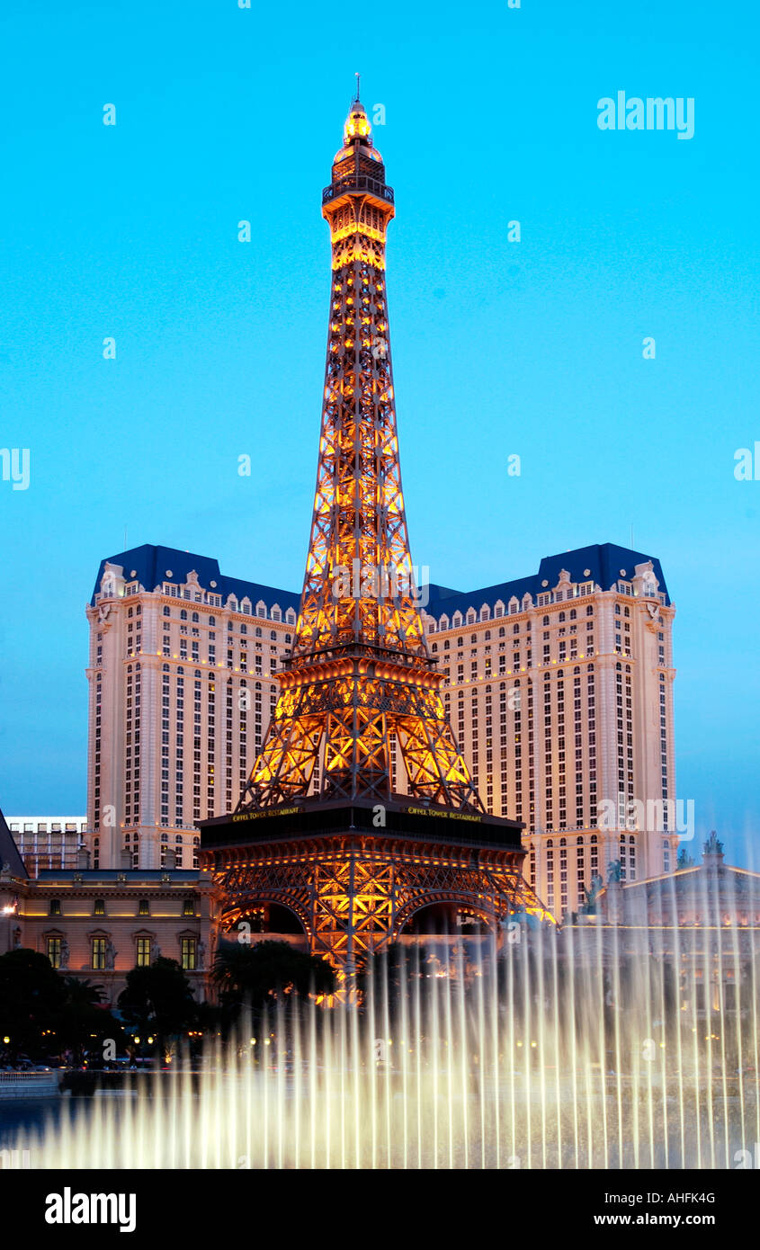 Eiffel Tower replica at Paris hotel and casino Las Vegas Stock Photo