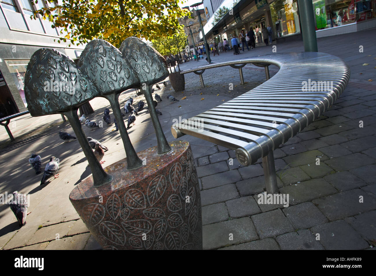 Modern public seating in Frenchgate street in Doncaster, South Yorkshire, England, UK Stock Photo