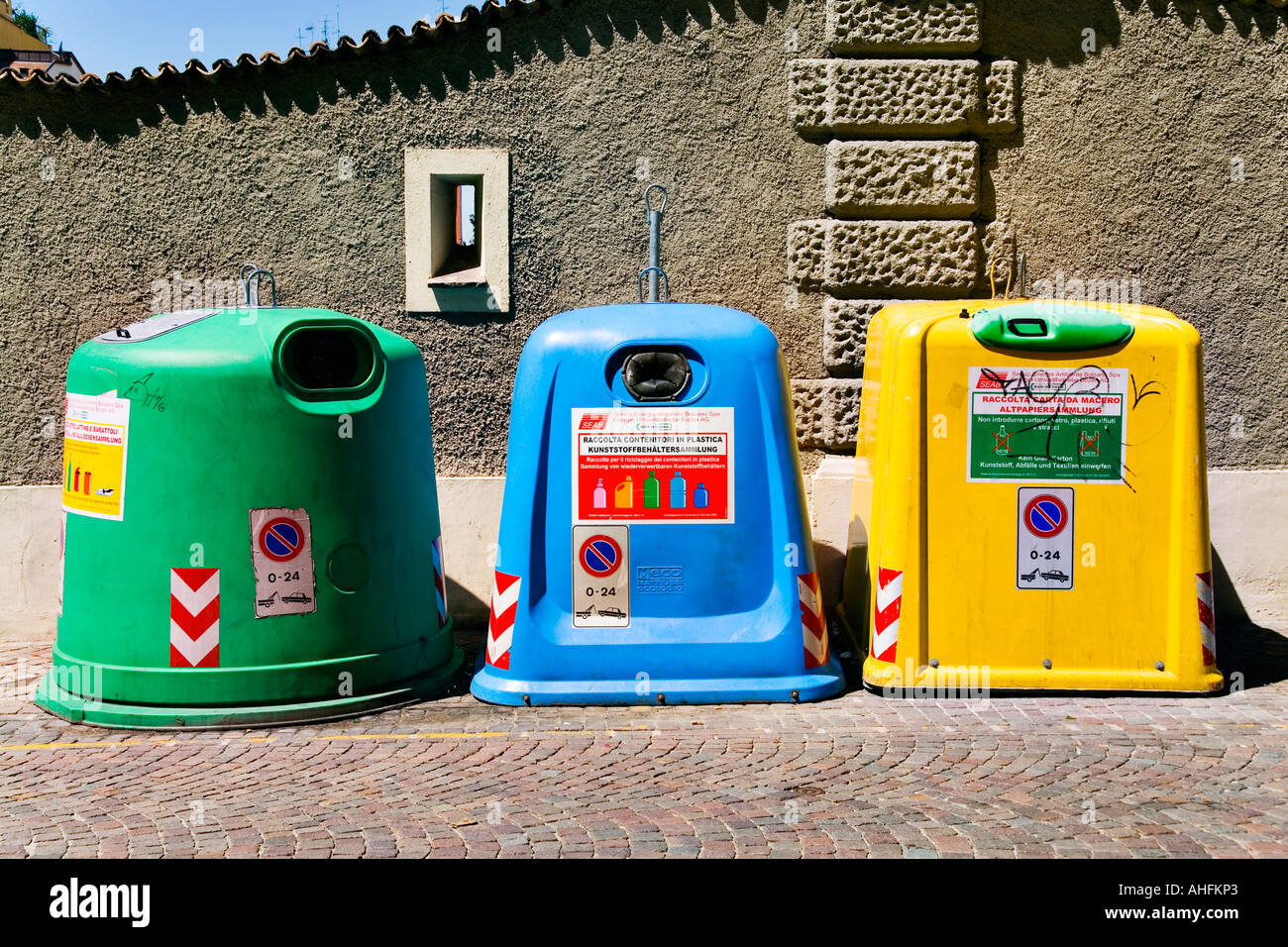 Trashcan in Italy Stock Photo