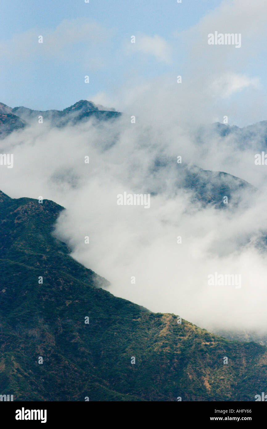 Storm clouds over the San Gabriel Mountains after a sudden spring shower, Pasadena, Southern California Stock Photo