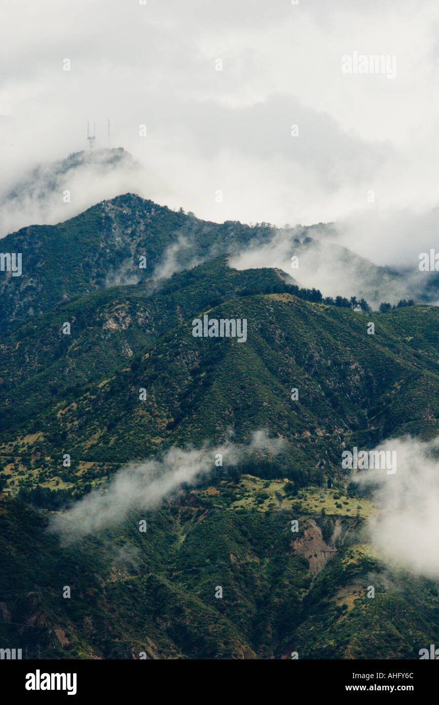 Storm clouds over the San Gabriel Mountains after a sudden spring shower, Pasadena, Southern California Stock Photo