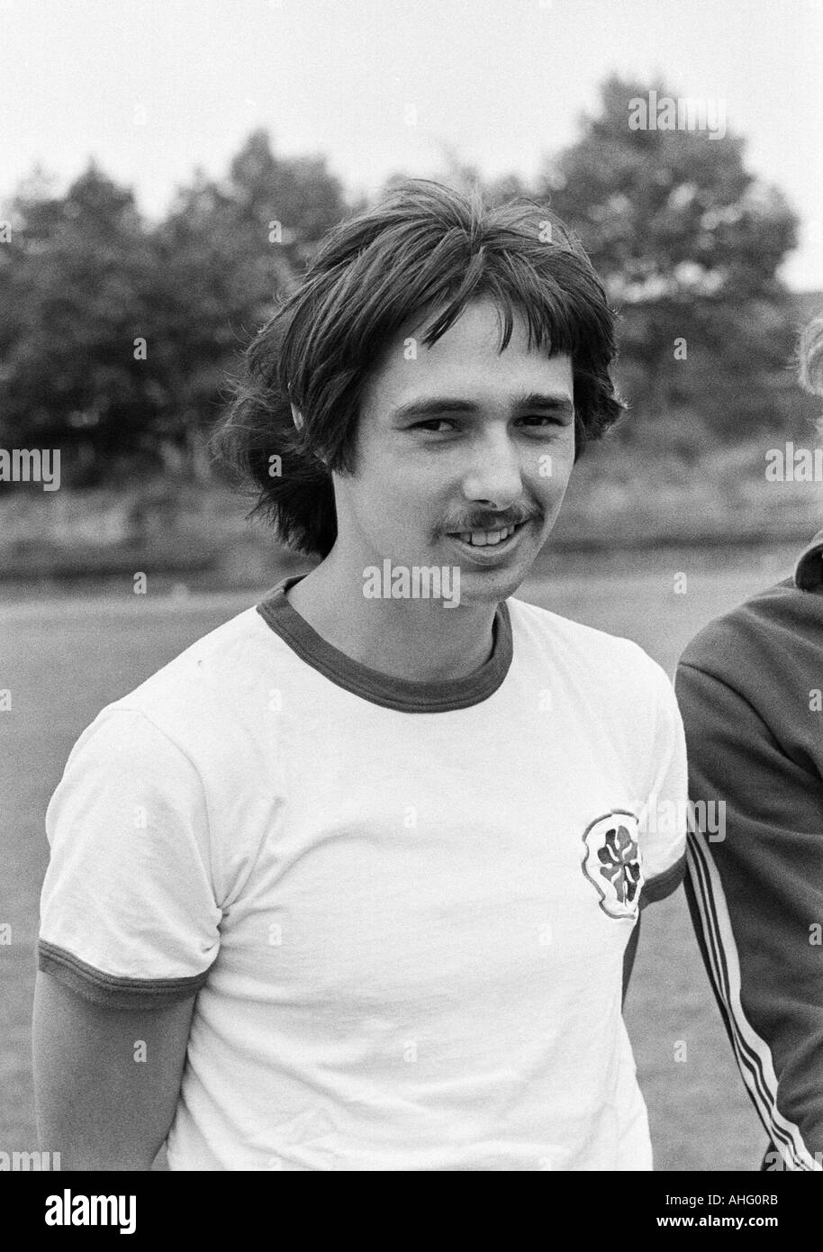 football, second Bundesliga North, Rot-Weiss Oberhausen, presentation of the team for the new saison 1974/1975, press photo shooting, portrait of Dirk Heun Stock Photo