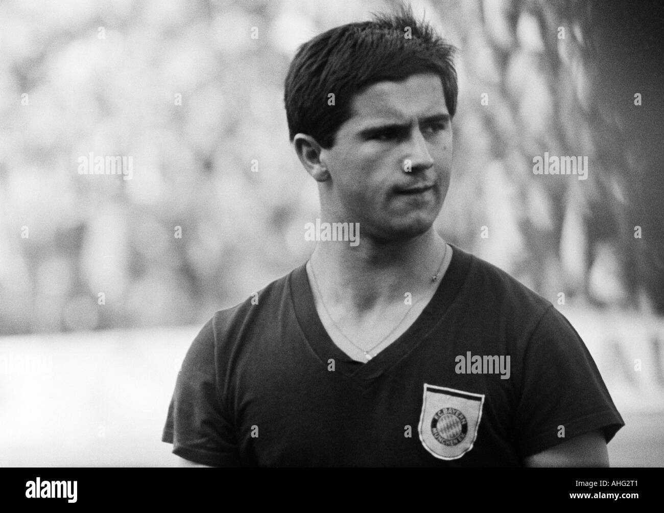 football, Bundesliga, 1966/1967, MSV Duisburg versus FC Bayern Munich 0:0, Wedau Stadium in Duisburg, football player, Gerd Mueller (Munich) Stock Photo