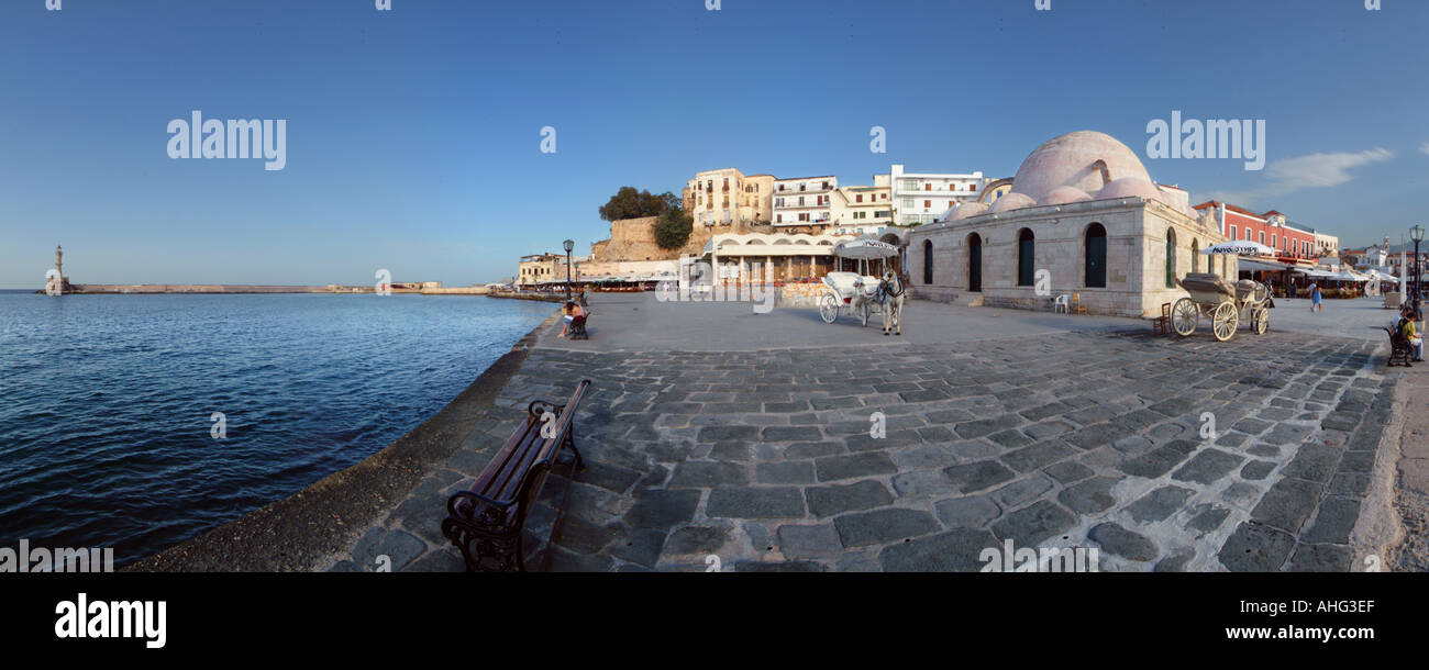 Khania Canea chania Xania harbour Crete Kriti Greece Europe Stock Photo