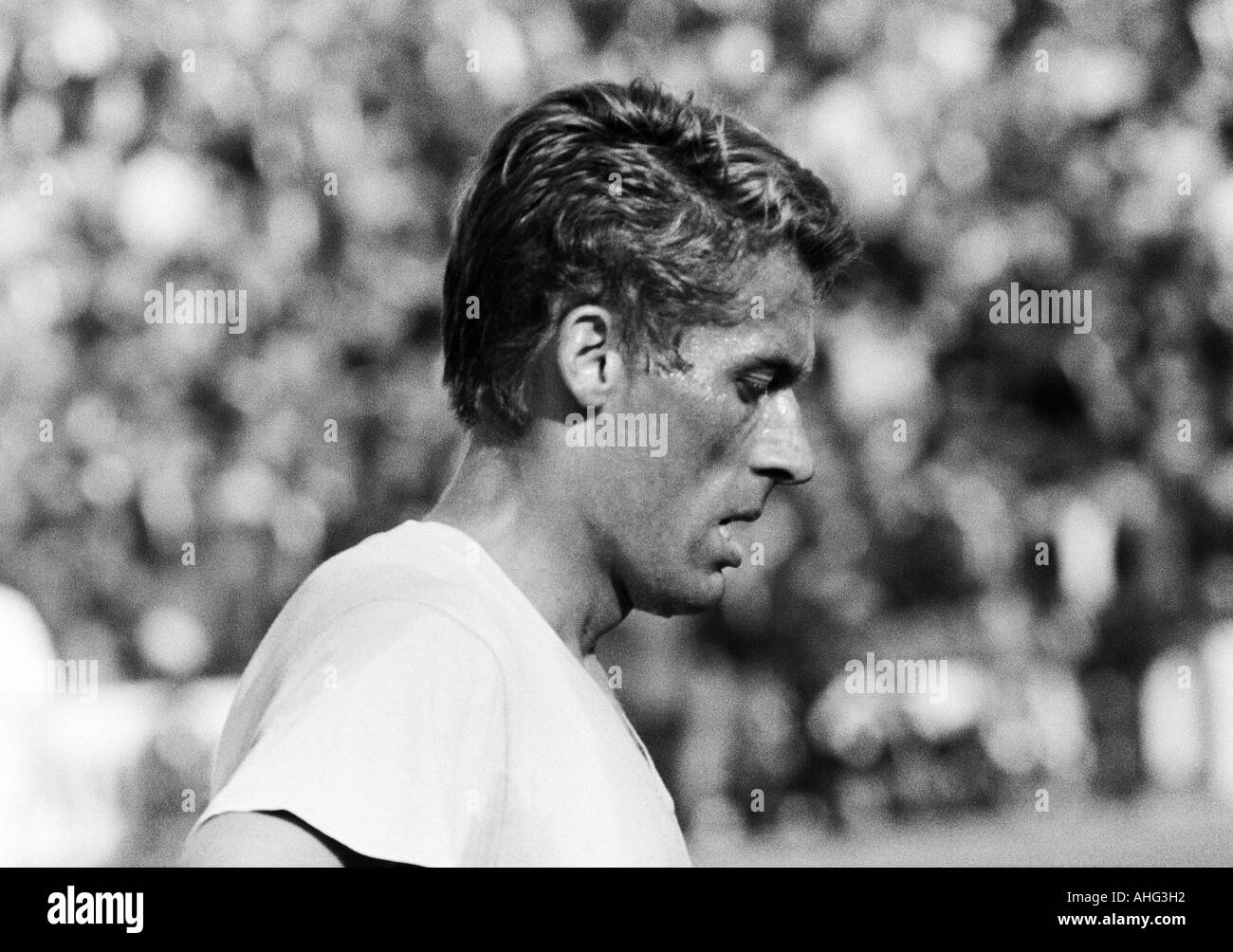 football, Bundesliga, 1966/1967, Stadium at the Hamburger Strasse, Eintracht Brunswick versus Borussia Moenchengladbach 2:1, football player, portrait of Juergen Moll (Braunschweig) Stock Photo