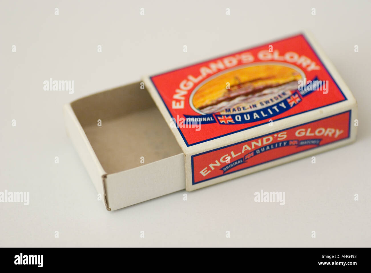 Empty box of safety matches Stock Photo