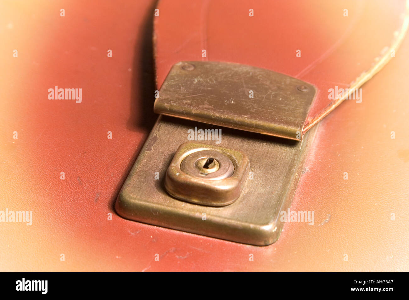 Lock on old briefcase Stock Photo Alamy