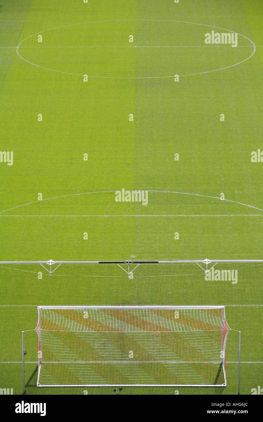 a empty soccerfield in a stadion Stock Photo