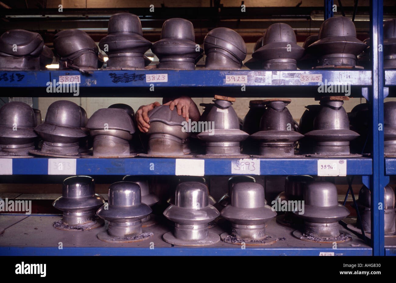 hat moulds at the kangol hat factory and production in Cumbria Stock Photo Alamy