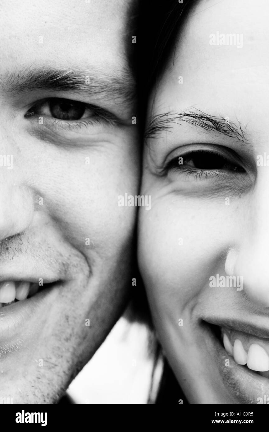 portrait close up of a young couple shallow DOF Stock Photo