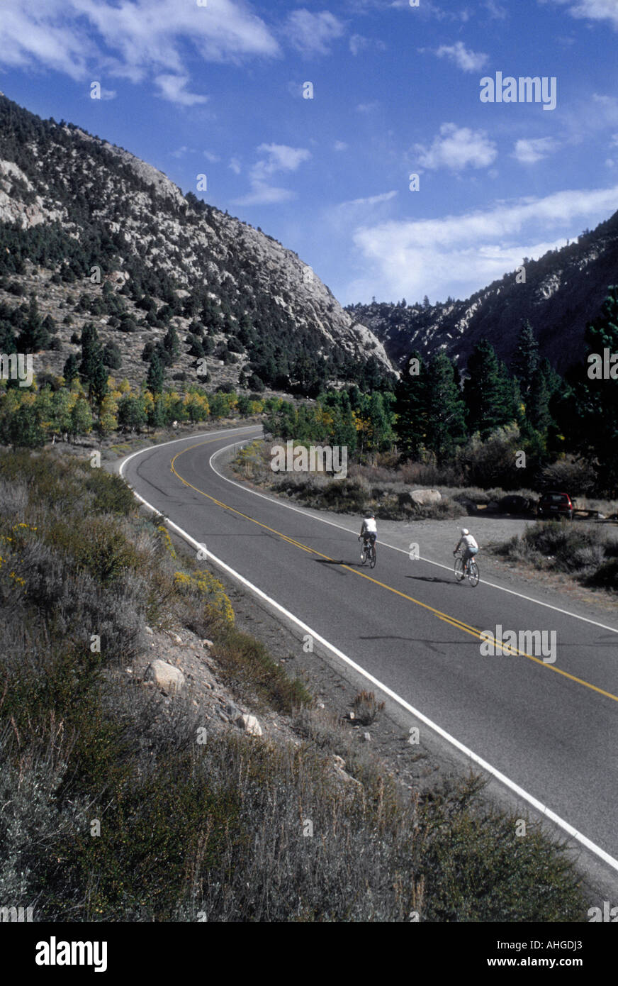 Two bike riders in the California Sierra Mountains Stock Photo - Alamy