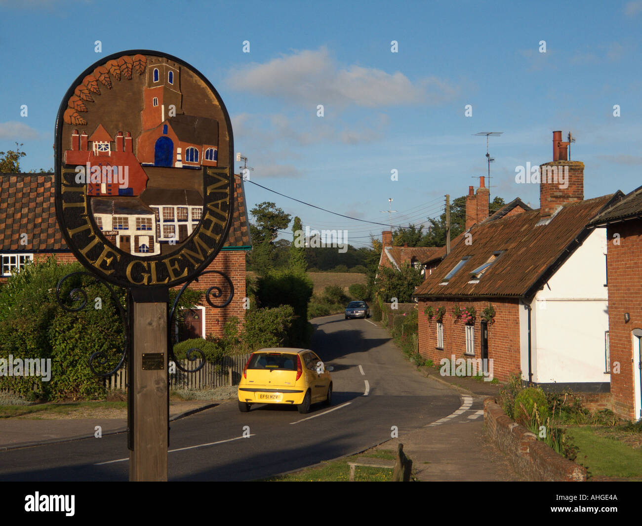 Little Glenham Suffolk Village Sign England GB Stock Photo