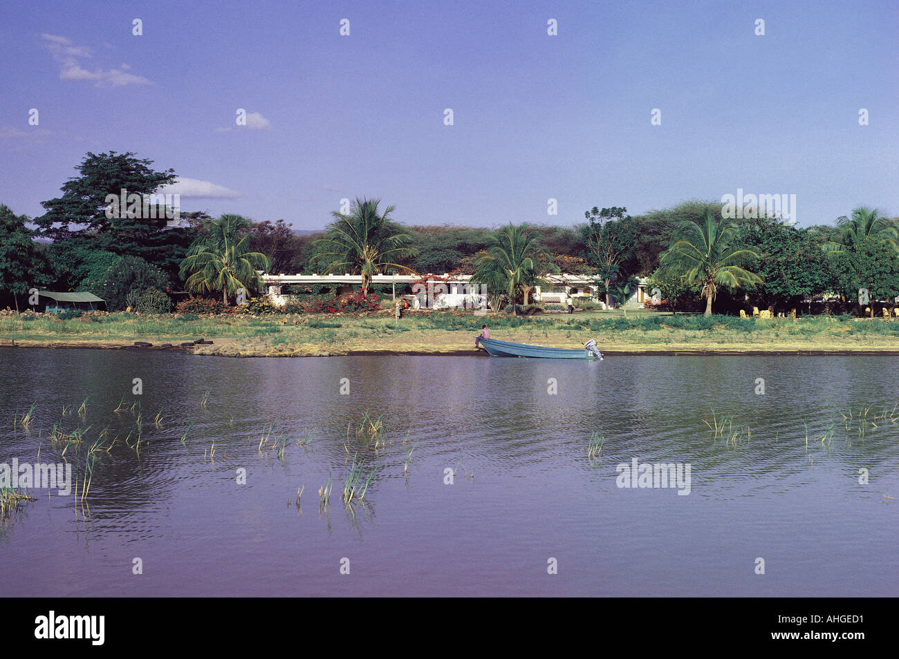 Lake Baringo Club on the shore Lake Baringo Club in the Great Rift Valley Kenya East Africa Stock Photo