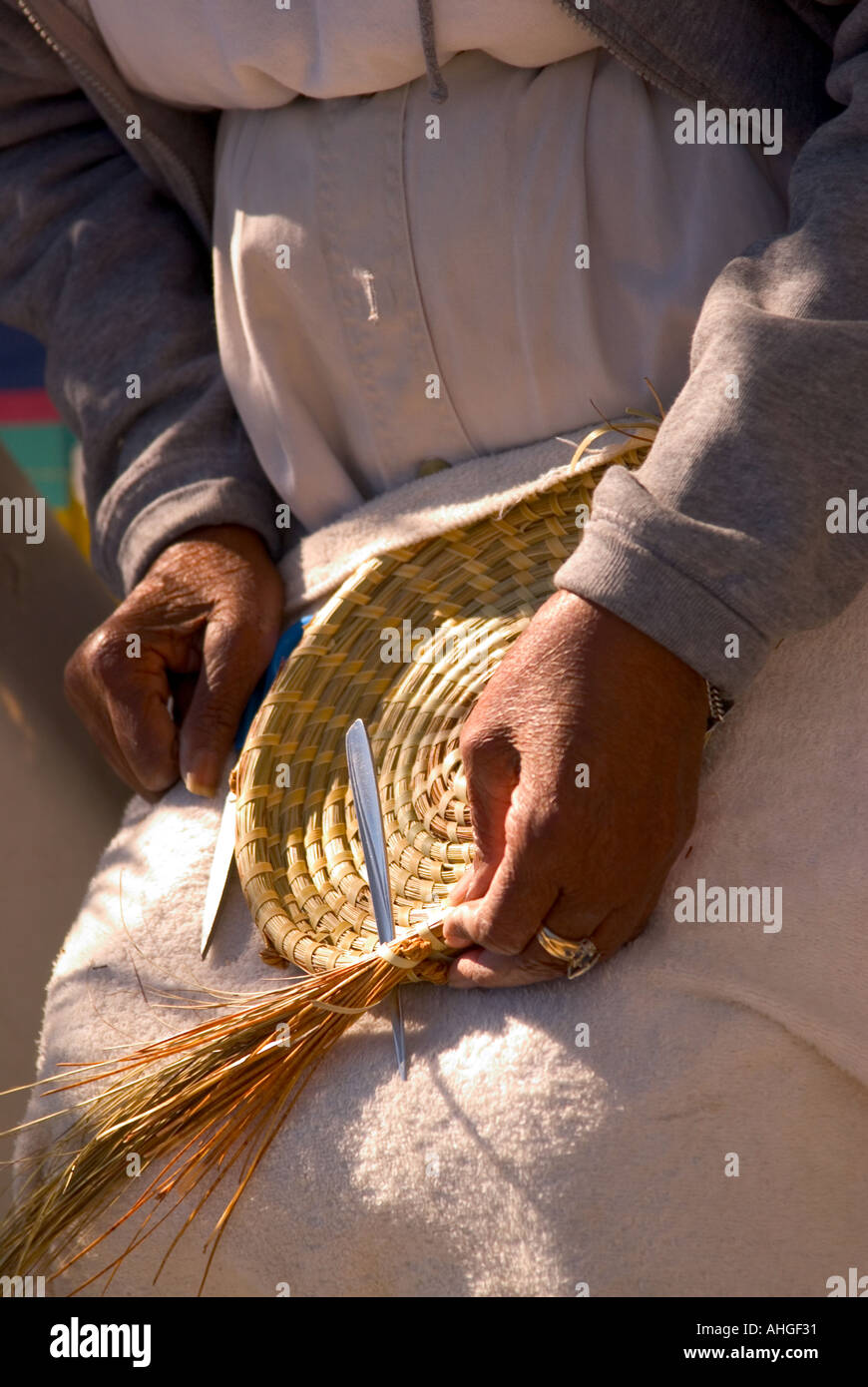 Local Woman Weaving Basket from Palmetto Fronds Charleston South