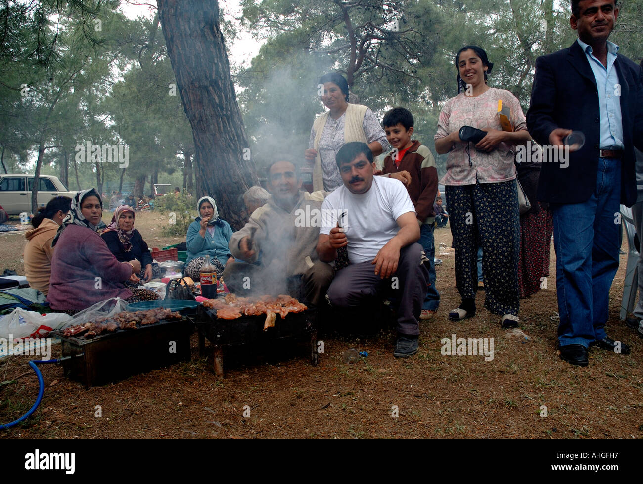 Mother's Day and national picnic day celebration in the forest near Ksantos Southern Turkey. Stock Photo