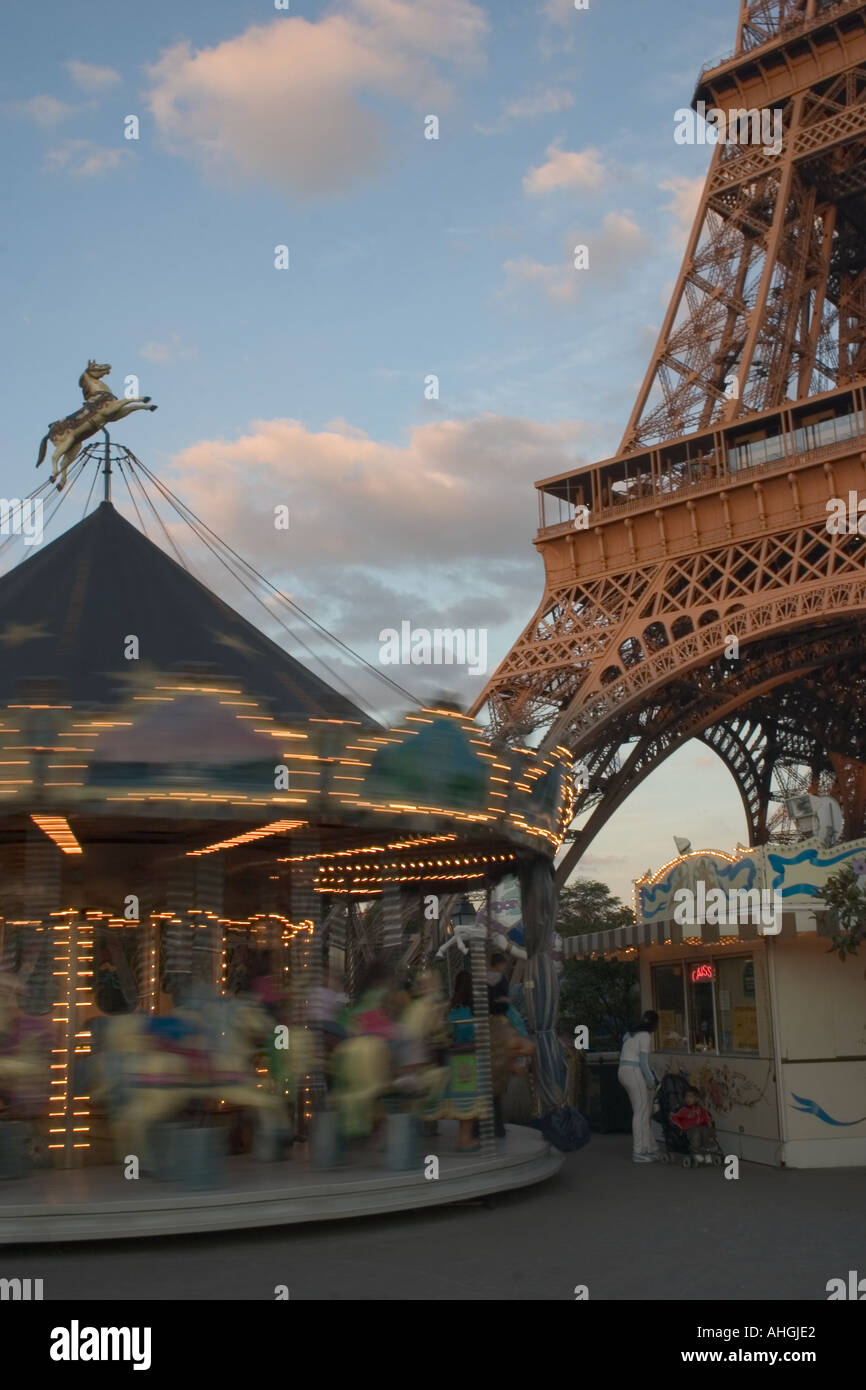 Carousel at Eiffel Tower, Paris, France Stock Photo