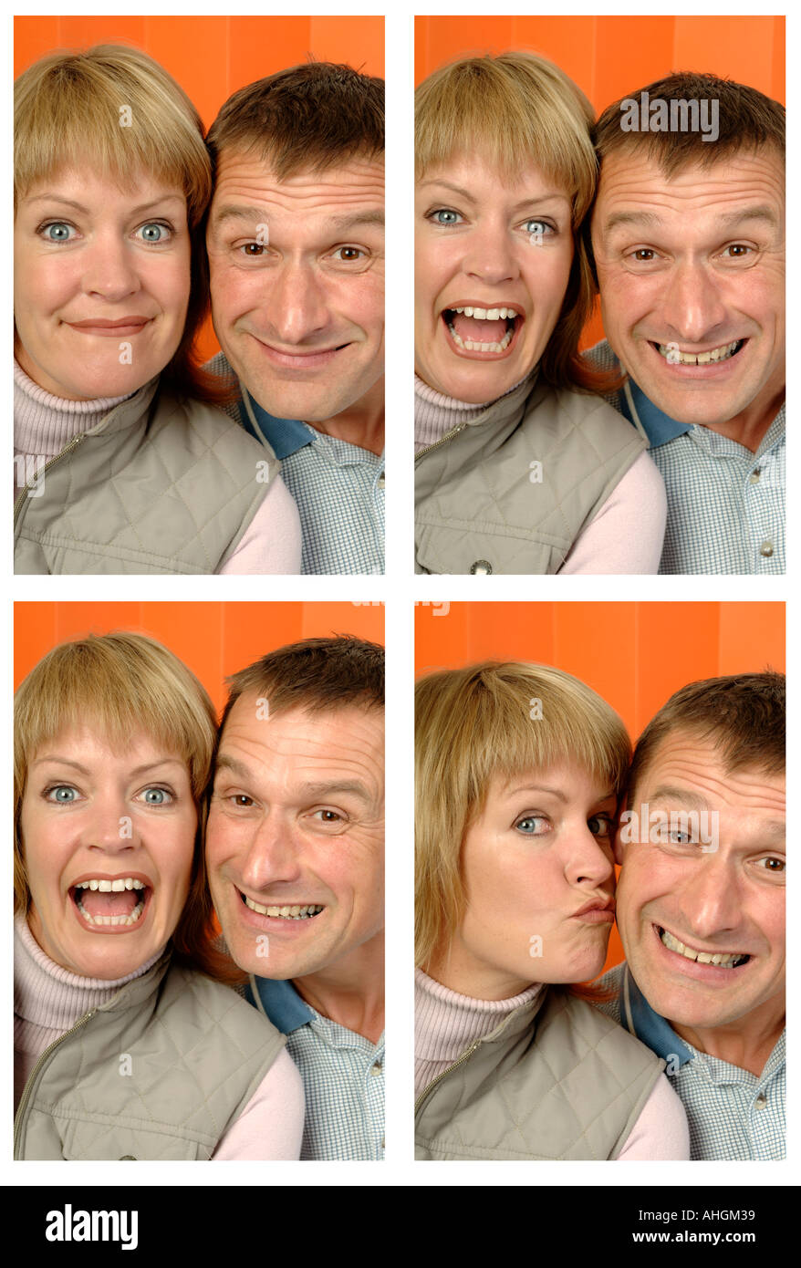 Couple in a photo booth Stock Photo