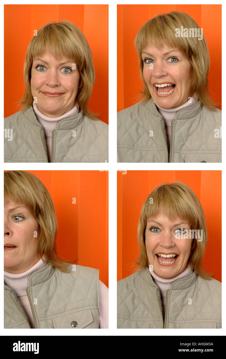 Woman in a photo booth Stock Photo