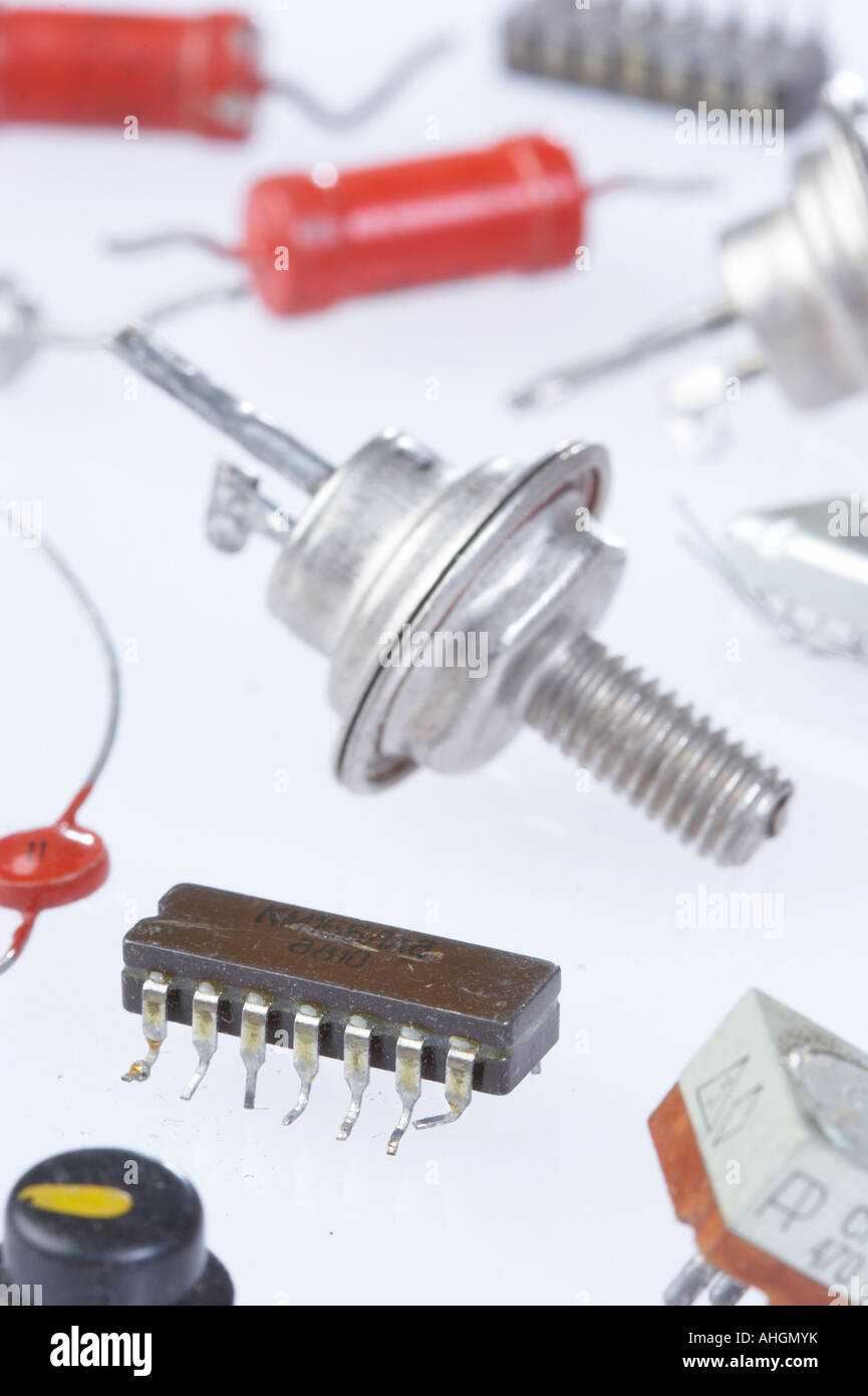 Electronic or radio components and parts still life 1 Stock Photo - Alamy