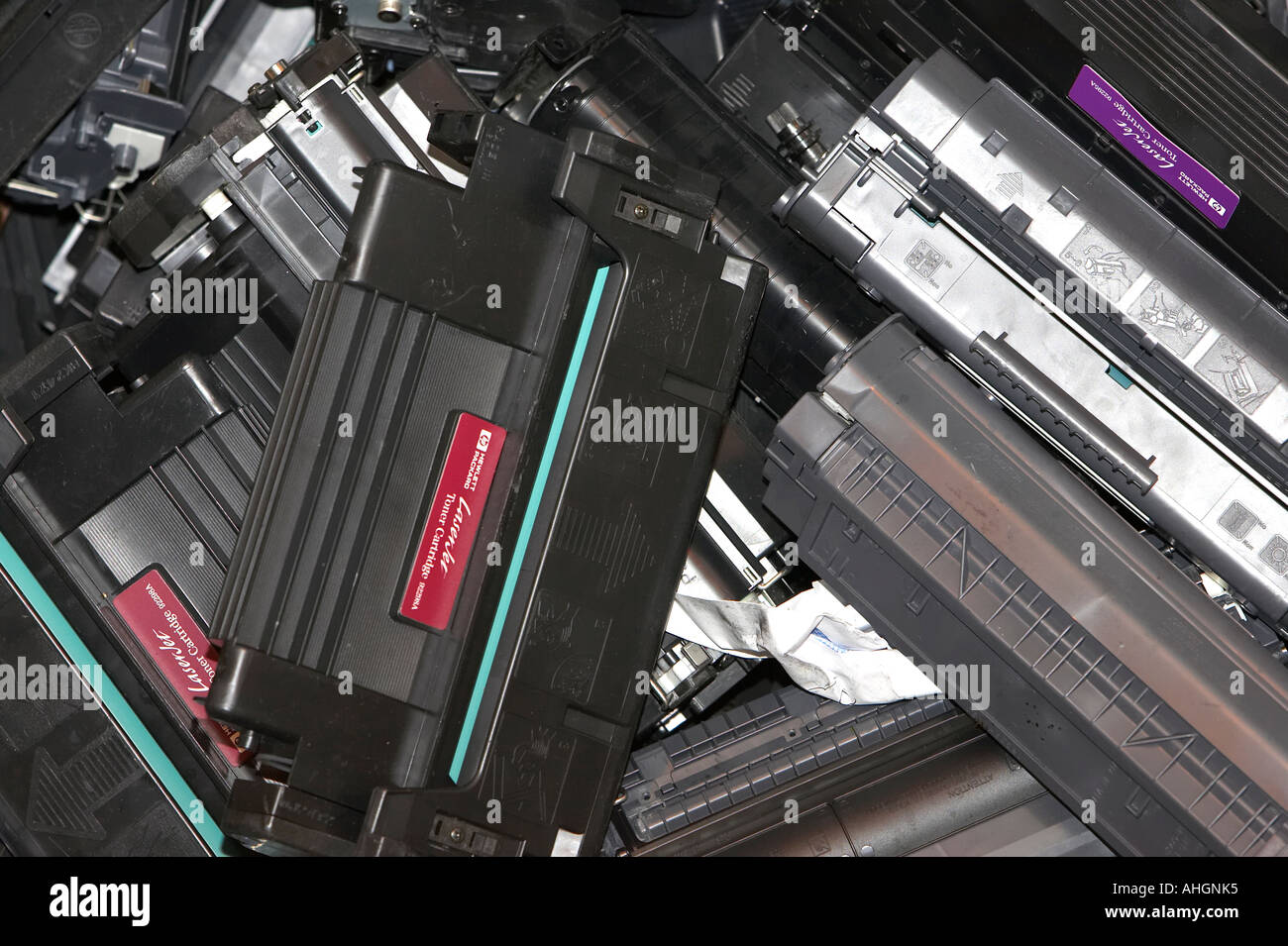 piles of computer laser printer toner cartridges ready for recycling Stock  Photo - Alamy