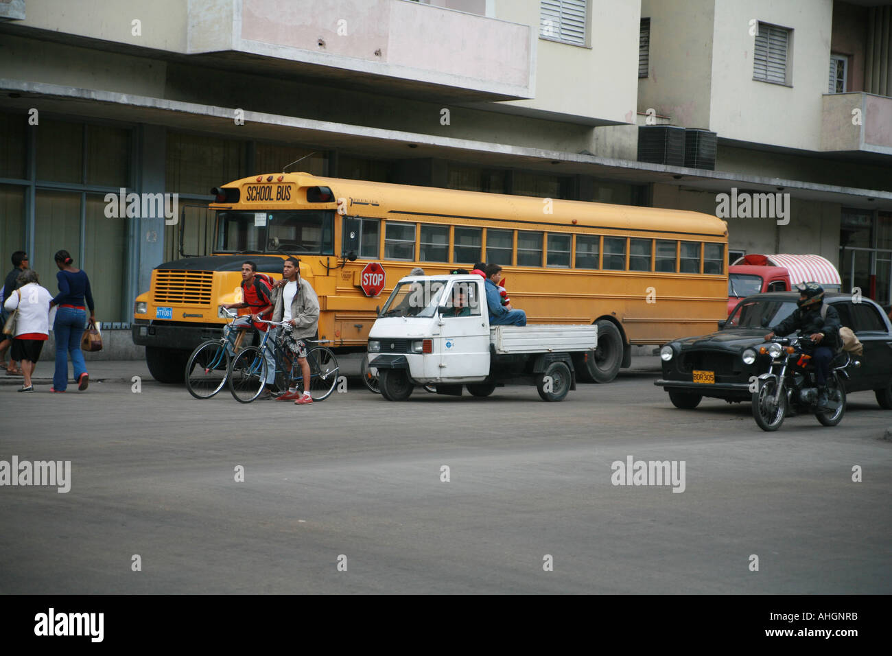 Havana Cuba Schoolbus in the street Stock Photo
