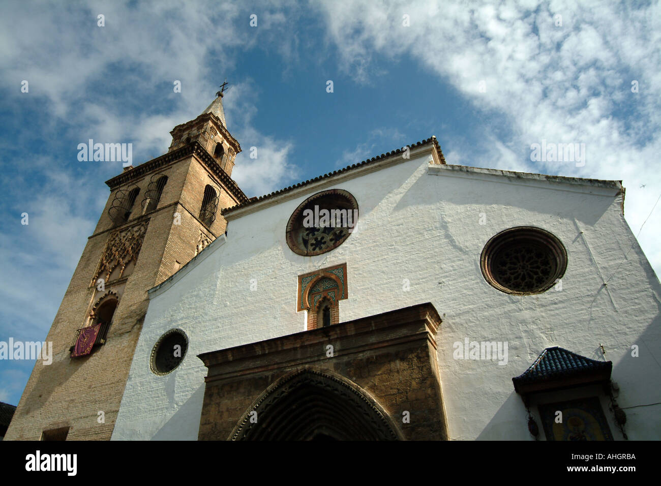 Built in Mudejar (Moorish) style in 14th century, Omnium Sanctorum is one of oldest churches in Seville, Spain. Stock Photo