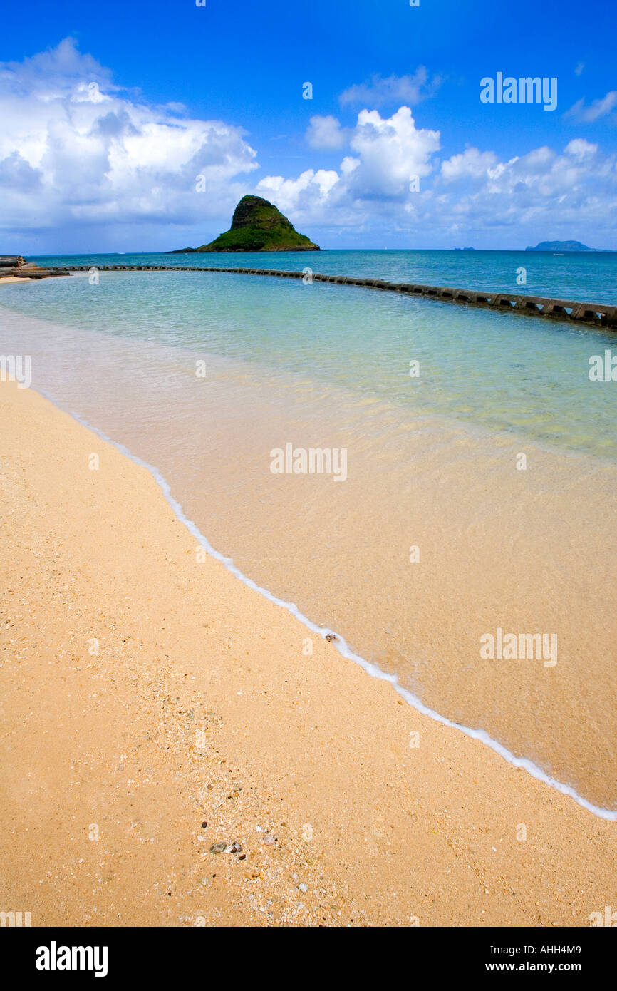 Kualoa Beach with Chinamans Hat Island offshore. Oahu, Hawaii, U.S.A