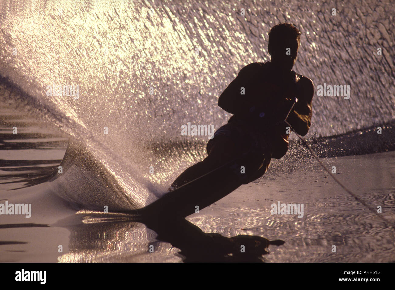 Silhouette of a water skier Stock Photo Alamy