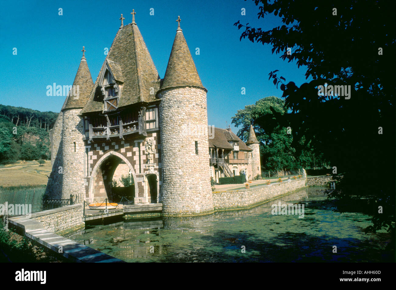 Honfleur France, Private Castle Northern France, Normandy Region, Ancient Monument Village, mysterious villa Stock Photo