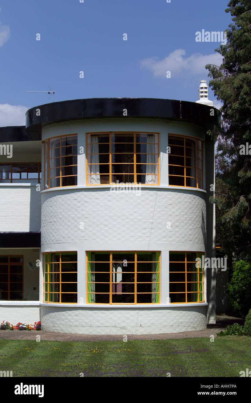 The Sun House in Cambridge UK. A grade 2 listed home in Art Deco style built in 1938 by Architects Mullet and Denton Smith Stock Photo