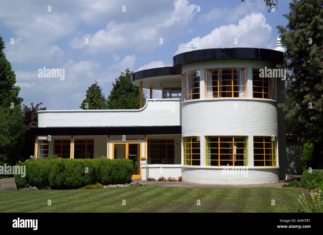 The Sun House in Cambridge UK. A grade 2 listed home in Art Deco style built in 1938 by Architects Mullet and Denton Smith Stock Photo