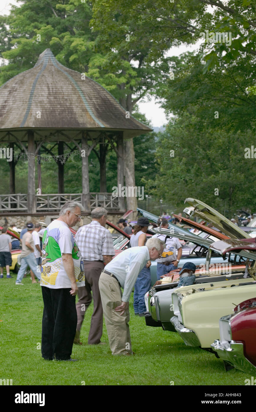Looking under the hood at an old car show Richfield Springs Great