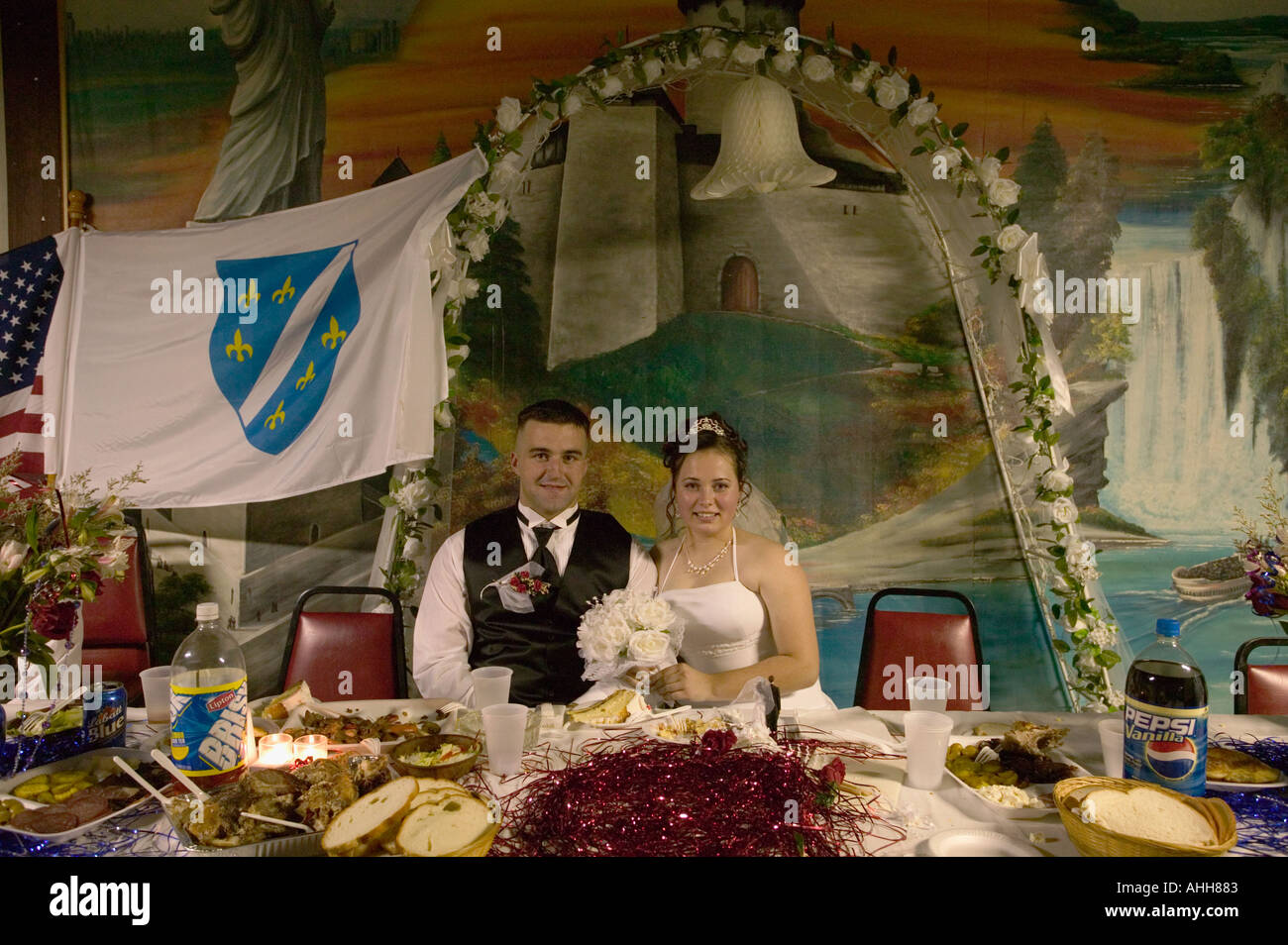Bride and groom at a traditional Bosnian wedding Utica New York Stock Photo