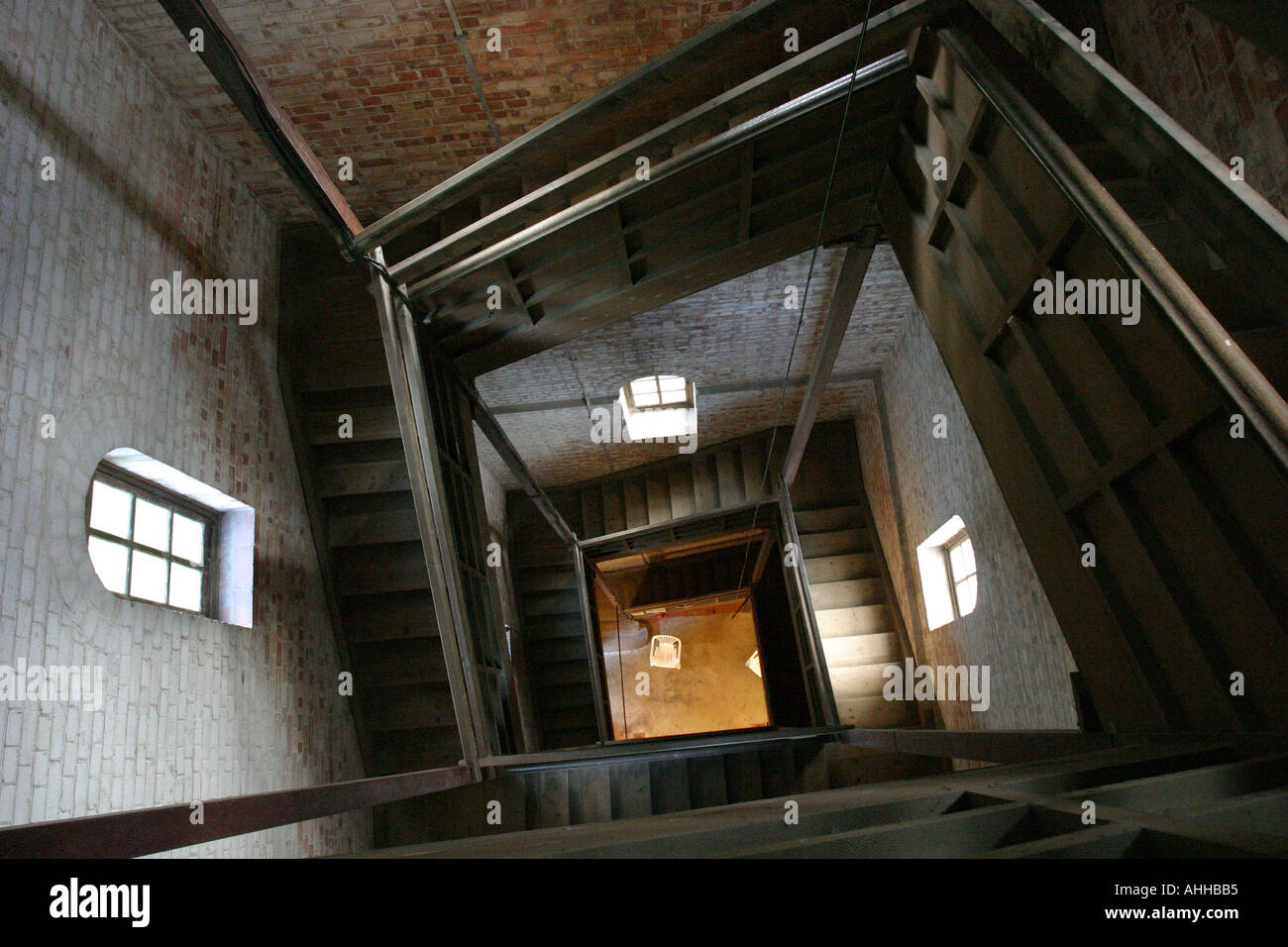 The spiral staircase inside the tower of Faringdon Folly Stock Photo