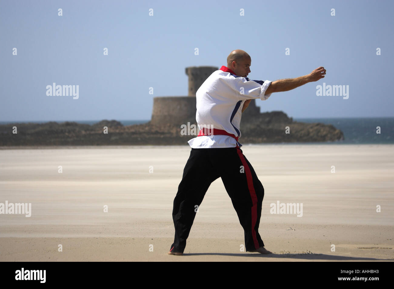 Free Style Beach Karate Jersey ,Channel Islands UK on Five Mile Beach