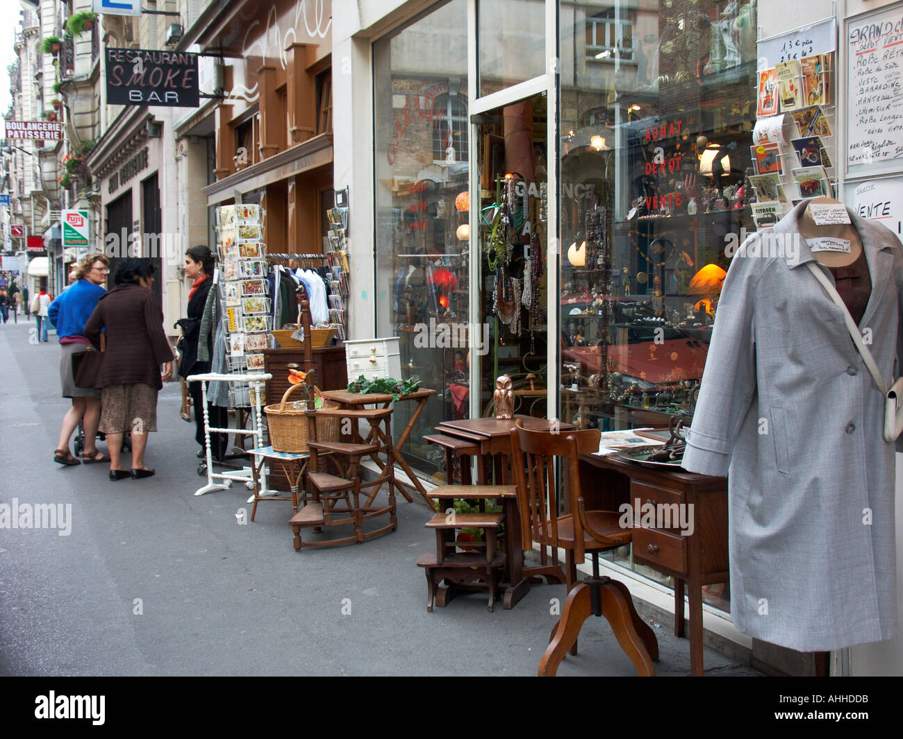 Second hand furniture and vintage clothing store Avenue Delambre Montparnasse Paris France Stock Photo