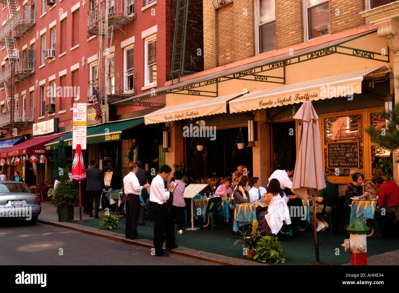 Eating at Italian restaurant in Little Italy, New York City America