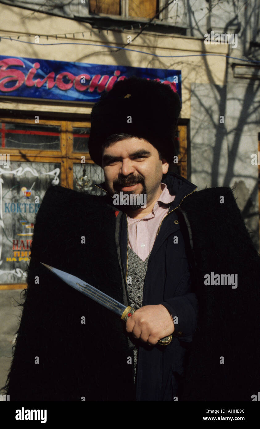 Ukrainian wearing Cossack costume in Odessa Ukraine Stock Photo