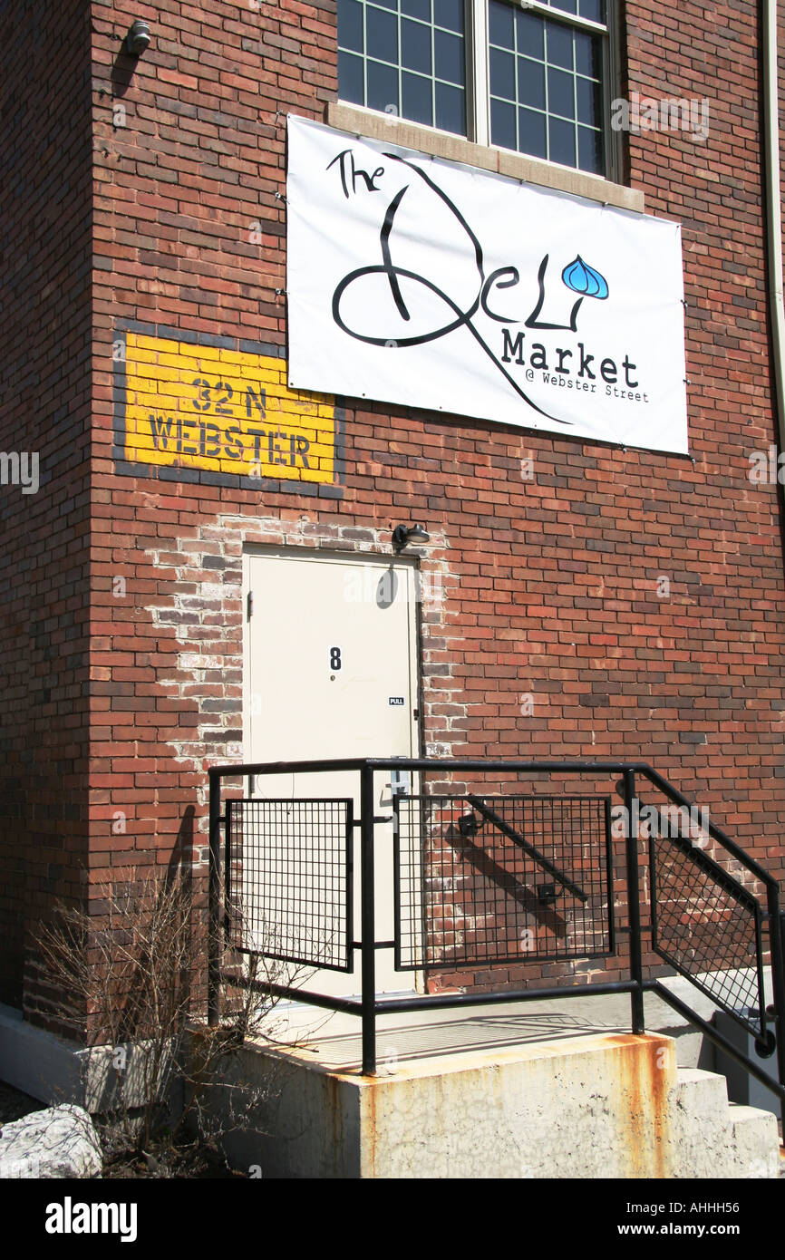 The Deli Market Sign In the ster Street Market Dayton Ohio USA Stock