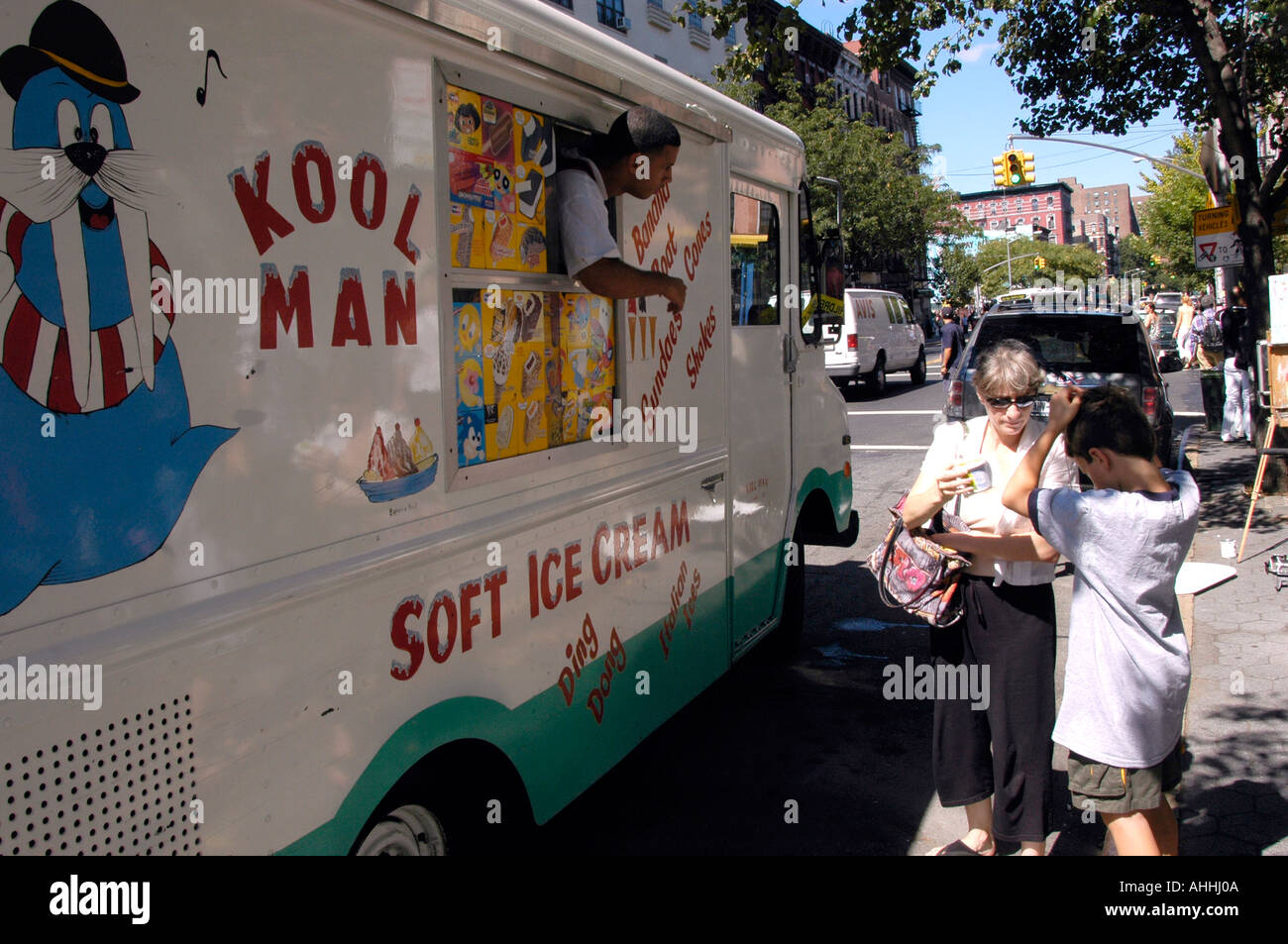 A Kool Man Soft Ice Cream Truck Parks On Avenue A In New York City S East Village Serving Frozen Treats To Customers On A Hot Day Stock Photo Alamy