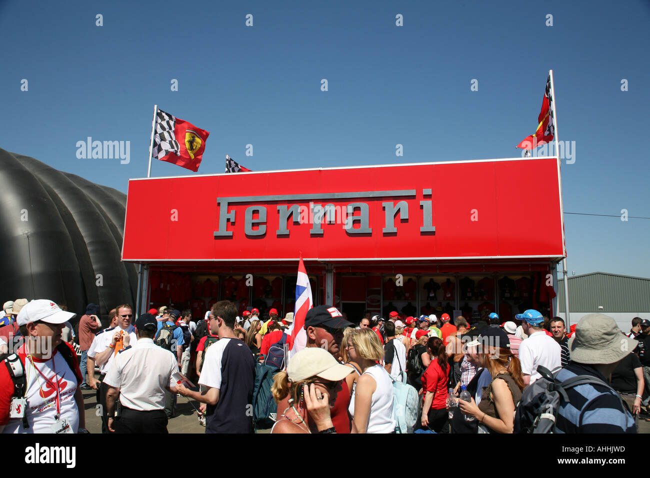 Ferrari merchandise stall at 2006 British Grand Prox, Silverstone, England Stock Photo Alamy