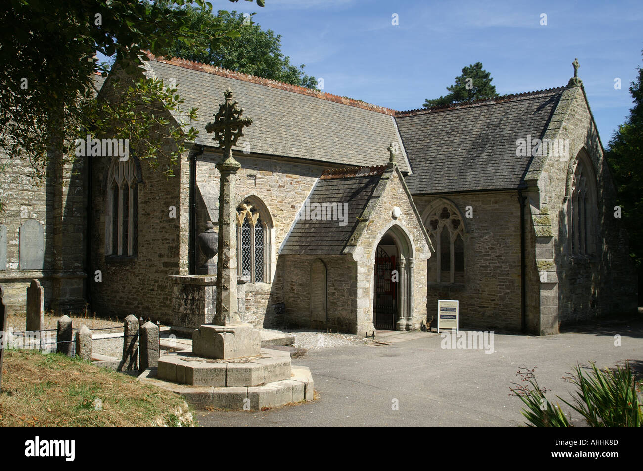 Entrance to Parish church of St Keyne Kenwyn Truro Cornwall Stock Photo