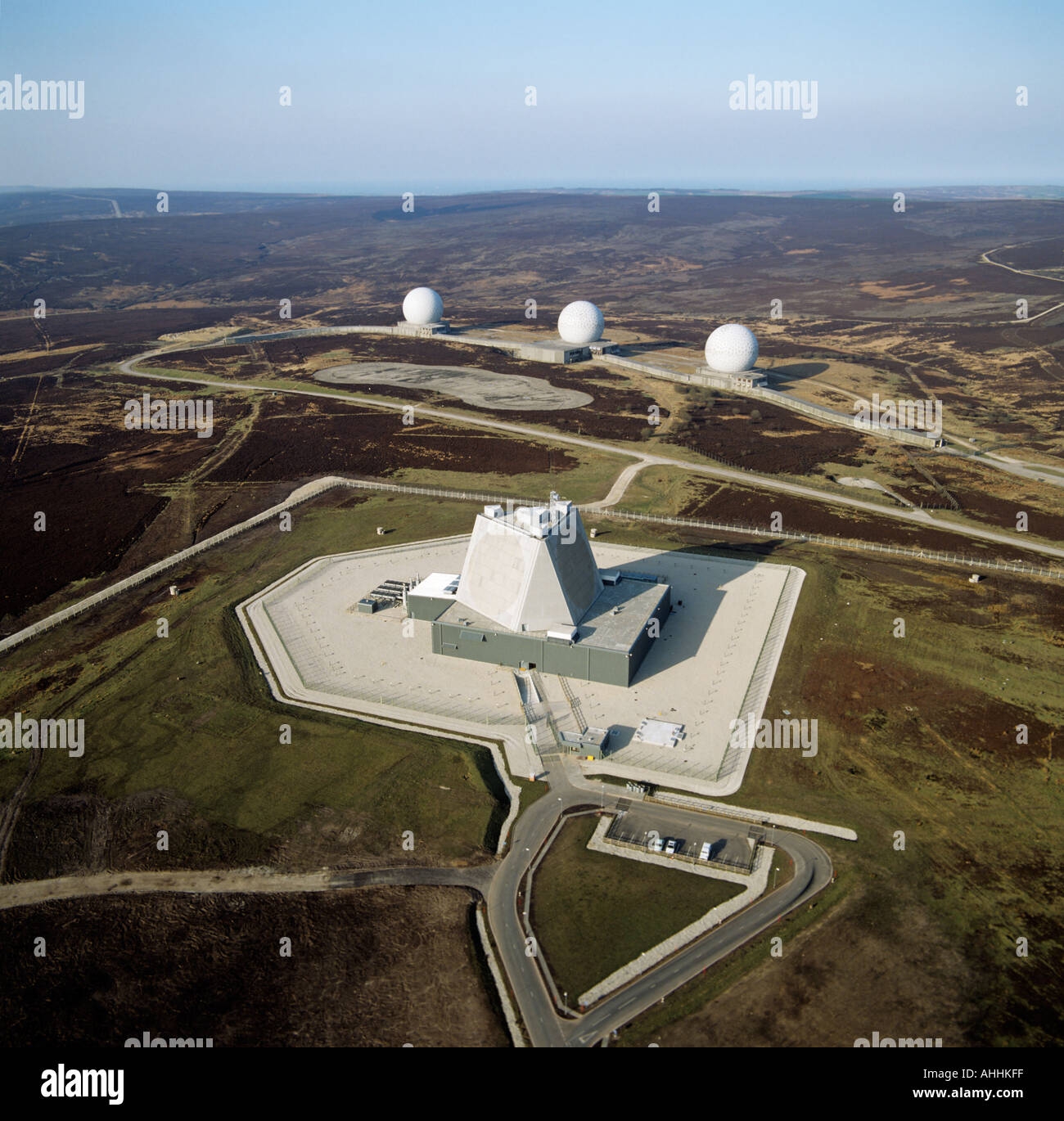 Fylingdales Early Warning Station North Yorkshire Moors UK aerial Stock