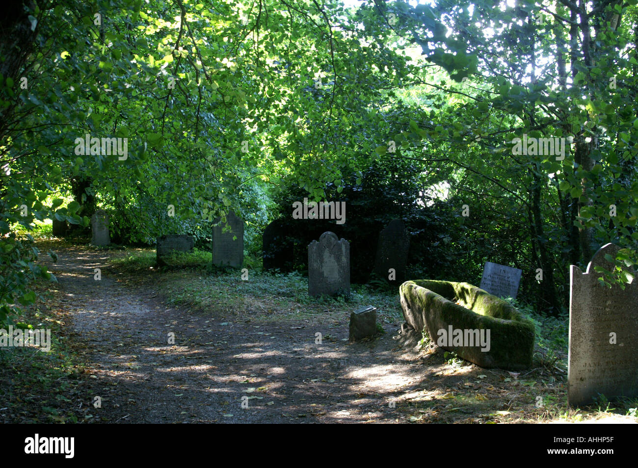 Graveyard and cemetry St Anthony in Roseland Cornwall Stock Photo